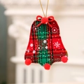 Christmas bell ornament in red and green plaid fabric with white snowflake patterns - Red & Green Plaid Bell