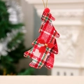 Ciondolo per albero di Natale in tessuto con motivo a quadri rossi e bianchi e fiocco - Albero di Natale a quadri rossi