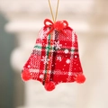 Campanella natalizia a quadretti rossi e bianchi con pon pon per decorazione albero - Campana a quadri rossi