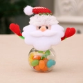 Mini Santa Claus Christmas candy jar with red green striped hat and clear container - Santa Claus