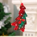 Classic red and green plaid fabric Christmas tree ornament with a golden bell hanger - Red & Green Plaid Christmas Tree