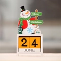 Weihnachts-Schneemann-Dauerkalender aus Holz, Schreibtischdeko mit Datumsblöcken - Schneemann