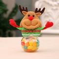 Christmas reindeer candy jar with plush antlers and colorful jelly beans inside - Elk Style