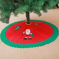 Gonna per albero di Natale da 90cm rossa e verde con applique di Babbo Natale - Stile Babbo Natale con bordo verde