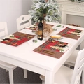 Set of 4 Christmas plaid placemats with reindeer and tree embroidery for table decor - 4Pcs