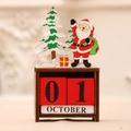 Calendario navideño de madera con Papá Noel y árbol para decoración de mesa festiva - Papá Noel
