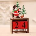 Calendario navideño de madera con muñeco de nieve y bloques rojos de fecha de madera - Muñeco de nieve