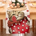 Valentinstag Tischläufer mit süßem Katzenmotiv, rotem Herz und Rosenaufdruck - Katze mit Herz