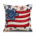 Detail showing high-quality linen texture and American flag pattern on the pillowcase - Hand Painted Floral Stripe Style (YMD9-1)