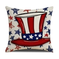 Detail of square pillowcase showing durable canvas texture and patriotic Uncle Sam hat print - Uncle Sam Top Hat Style (YMD9-4)