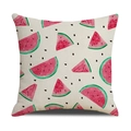Housse de coussin en lin avec tranches de pastèque peintes pour la décoration - Tranches de Pastèque Peintes à la Main (YMC10-5)