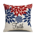 Funda de cojín de lino con flores y cita Faith para sofá y decoración del hogar - Estilo de Tema de Fe (YMD6-2)
