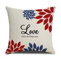 Detalle de funda de lino con cita Love makes all things easy y estampados de flores - Estilo de Tema de Amor (YMD6-4)
