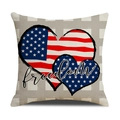 Plaid square pillowcase with flag hearts and freedom text for home decor - Light Gray Plaid Hearts Freedom Style / 45cmx45cm