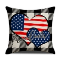 Buffalo plaid pillow cover with patriotic hearts and freedom text for home decor - Buffalo Plaid Hearts Freedom Style / 45cmx45cm