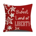 Red Independence Day pillow cover with Sweet Land of Liberty text and white stars - Red Starry Liberty Style / 45cmx45cm