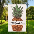 Outdoor garden flag with pineapple design and welcome message on a metal hanger - Hyq18-16 / 30x45cm (without Pole)