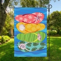 Close-up of summer beach garden flag with colorful flip-flops on a black metal stand - Hyq18-13 / 30x45cm (without Pole)
