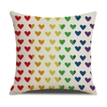 Trama dettagliata della fodera per cuscino in cotone e lino con cuori arcobaleno - Stile Schiera di Cuori Arcobaleno (YMG83-4)