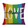 Detail von Leinen-Kissenbezug mit Regenbogen-LOVE Pride-Druck für die Dekoration - Regenbogen Hintergrund Love Pride Stil (YMG84-3)