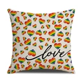 Linen decorative pillowcase featuring a rainbow striped heart and Love artistic print - Rainbow Stripe Heart LOVE Style (YMG89-2)