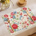 Platzset aus Leinen zum Unabhängigkeitstag mit floralen Mustern und Textdekor - Amerikanisches Festival Blumen Collage (CD16-23)