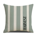 Sage green and cream striped square pillow cover with black HARVEST text print - Ymg1-3 / 45*45cm (Single Pillowcase)