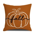 Detail of autumn orange throw pillow case with pumpkin graphic and fall script - Ymg1-5 / 45*45cm (Single Pillowcase)