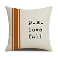 Dettaglio federa autunnale con strisce arancioni e scritta p.s. love fall in nero - Righe Verticali Arancione Con Testo (YMG3-6)