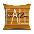 Dettaglio della fodera per cuscino Fall Hello con strisce arancioni e zucca - Stile FALL A Righe Orizzontali Arancione (YMG3-8)