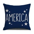 Detail of navy blue Independence Day pillow cover featuring America text and stars - Blue Star America (YMD12-3) / 45x45cm (1 Piece)