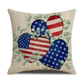 Detailed texture of cotton linen pillowcase with Independence Day heart flag pattern - Composite Heart Flag (YMD12-4) / 45x45cm (1 Piece)
