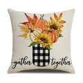 Linen pumpkin maple leaf autumn pillowcase with gather together print for fall decor - gather together Style (YMF3-2) / 45x45cm(Case Only)