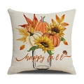 Detail von Happy Fall Kissenhülle mit Kürbis- und Sonnenblumen-Aquarelldrucken - Beiger Kürbis Happy Fall Stil (YMF5-2)