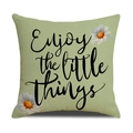 Linen decorative pillow cover in sage green with Enjoy the little things quote - 45x45cm(Case Only) / Green Printed-Enjoy (YMS46-17)