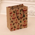 Brown kraft paper Christmas gift bag with cartoon Santa Claus and gift box patterns - Cartoon Santa Claus (No. 1) / Medium (26x10x32cm)