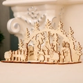 Handmade 3D wooden Christmas nativity scene DIY puzzle ornament in natural finish - Square Bottom Nativity Style