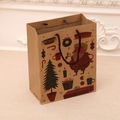 Brown kraft paper Christmas gift bag with Santa and festive holiday illustrations - Christmas Tree Candle Illustration (No. 4) / Medium (26x10x32cm)