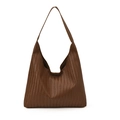 Dunkelbraune geflochtene Hobo-Schultertasche aus Leder mit breitem Gurt für Alltag - Braun