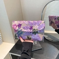 Handmade embroidered floral envelope clutch bag with purple and pink sequins on linen - Purple