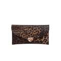 Pochette enveloppe à imprimé léopard avec boucle géométrique dorée élégante pour femme - Imprimé léopard marron