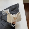 Elegante bolso de axila de media luna blanco crema con hebilla metálica dorada retro - Blanco Roto