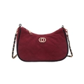 Sac à bandoulière matelassé bordeaux avec chaîne dorée et fermeture à rabat chic - Bordeaux
