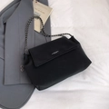 Minimalist black PU leather tote bag with elegant chain strap for stylish daily commuting - Black