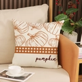 Fall decorative pillow cover with pumpkin graphics and brown checkered band detail - 45*45cm (Single Pillowcase) / Pumpkin Plaid Style (YMF1-4)
