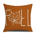 Funda de cojín de otoño en lino naranja con texto Fall blanco y diseño de arce - Ymg2-4 / 45*45cm (Funda de almohada individual)