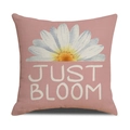 Moderner Leinen Kissenbezug in Rosa mit Gänseblümchen Muster und JUST BLOOM Schrift - Rosa JUST BLOOM Muster (YMS45-2)