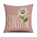 Quadratischer lotosrosa Leinen-Kissenbezug mit Gänseblümchen-Print und Sunshine-Schrift - Rosa SUNSHINE Muster (YMS45-3)