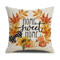Linen autumn pumpkin pillow cover with sunflower and Home Sweet Home print - HOME SWEET HOME Style (YMF3-4) / 45x45cm(Case Only)