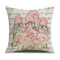 Linen pillowcase with pink flower gnomes and handwritten spring text pattern - 18x18inch (Pillow Cover Only) / Pink Hat Gnome Rose Style (YMS42-2)